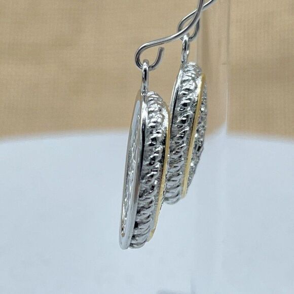 Emma Skye Silver Tone Pave Crystal Drop Earrings Gold Tone Accent Oval Shape - Picture 4 of 9